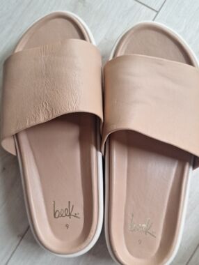 beek Nude Leather Slide Sandals 9
